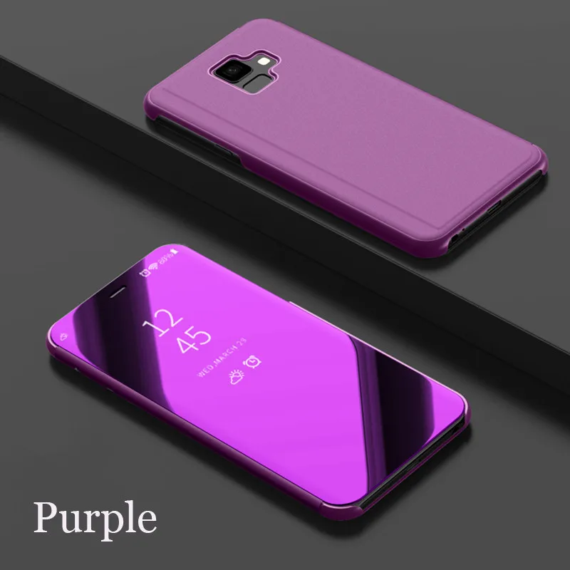 Purple Сенсорный Чехол-подставка чехол для samsung J3 J5 J7 J4 J6 плюс J3 J7 J8 J2pro J7 Max Plus Prime зеркало 360 Полное покрытие - Цвет: Purple