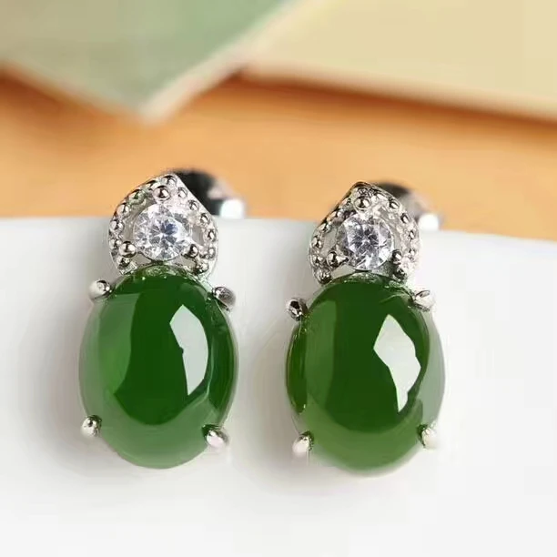Серьги женские из серьги-гвоздики с драгоценными камнями серебра 925 пробы
