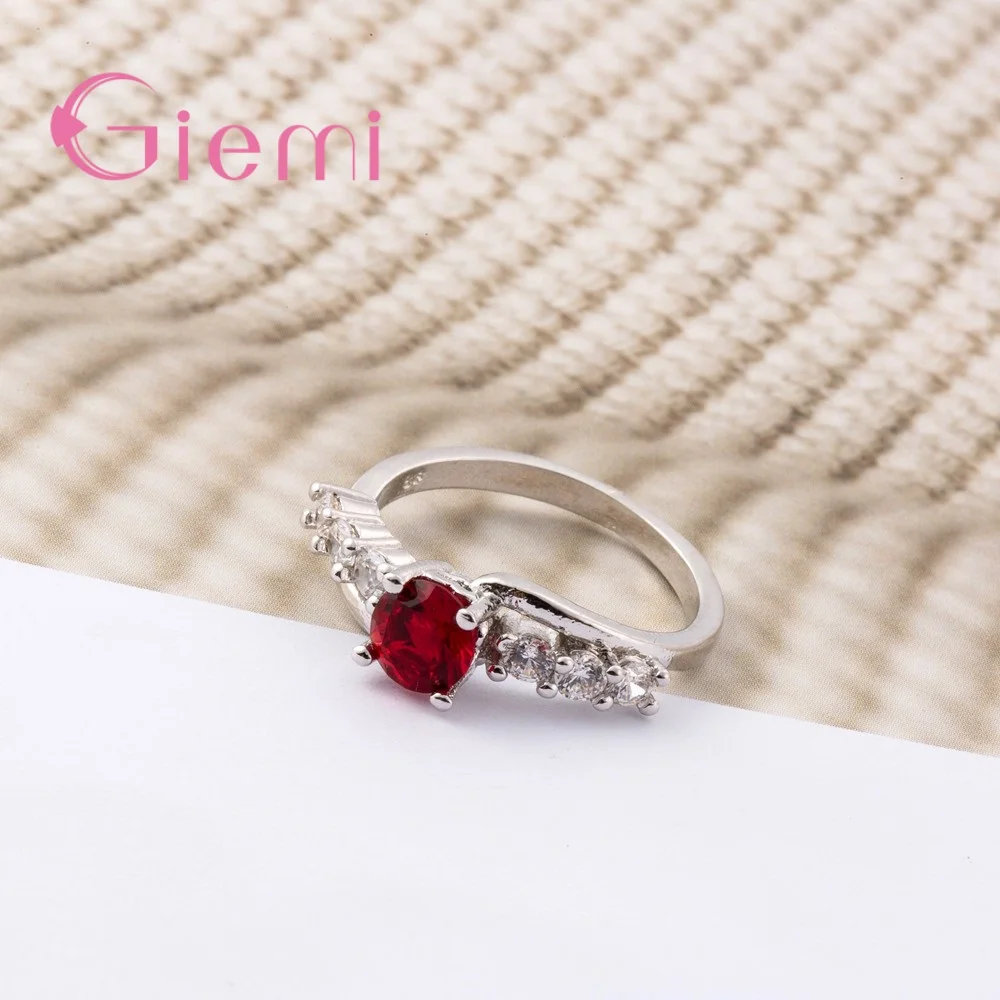 Аутентичное кольцо для помолвки "Лучистая принцесса" из красного циркона на подарок для женщин. Оптовая цена серебра 925.