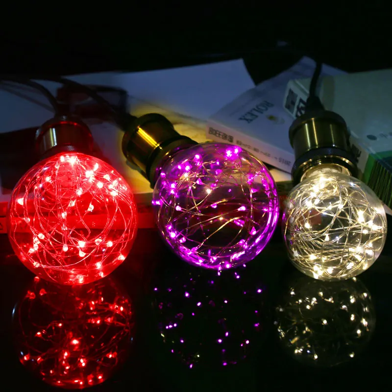 G95 светодиодный RGB Рождество строку света E27 Медный провод полосы Edison ЛАМПЫ AC85 265