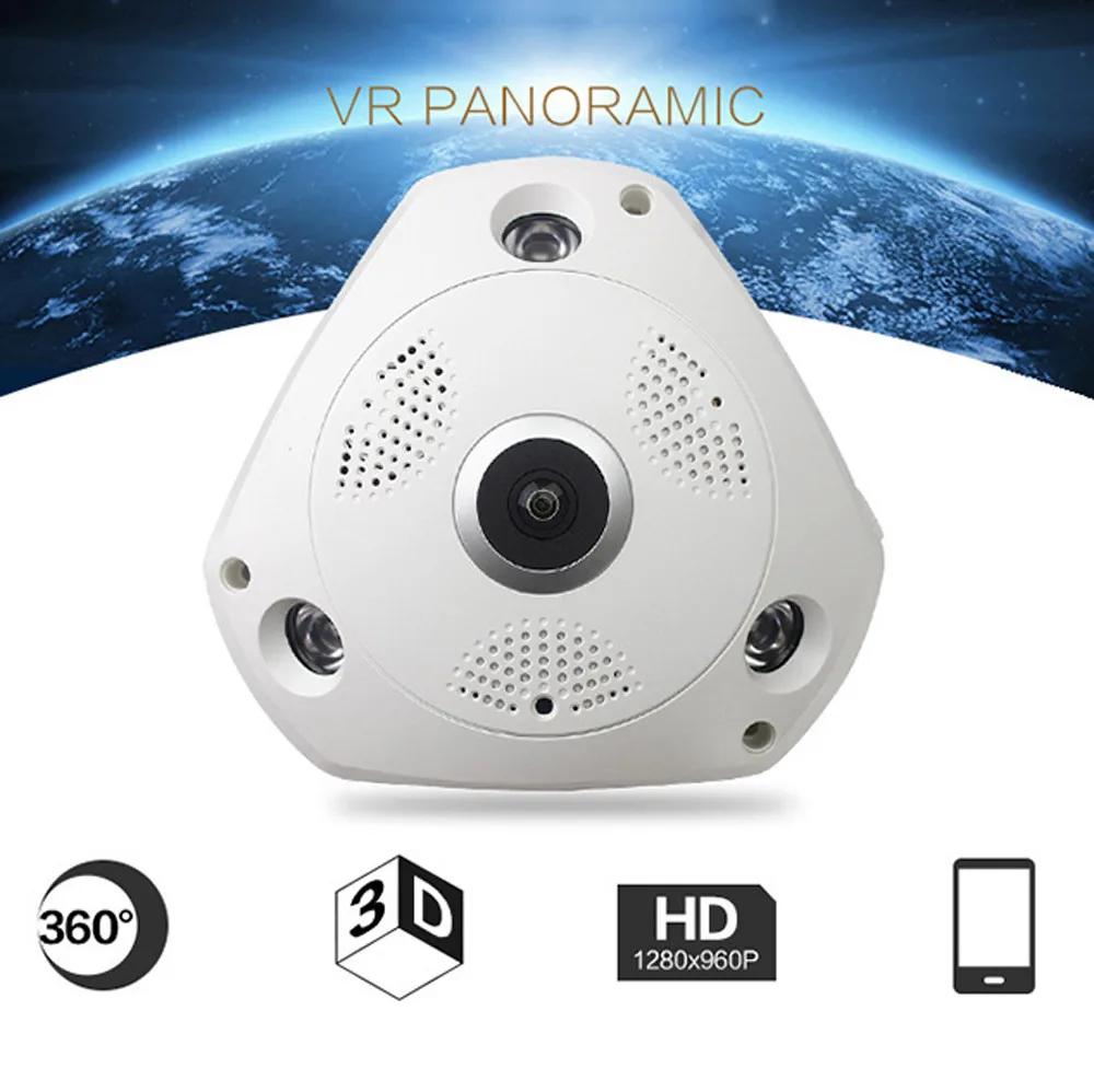 360 градусов панорамная камера 960P Скрытая ИК лампочка Wifi рыбий глаз CCTV охранный