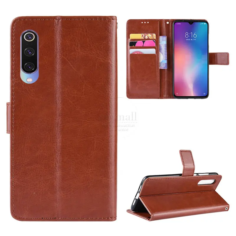 Pre mi um ретро PU кожаный флип-чехол для Xiaomi mi 9 lite чехол кошелек книжка карта карман откидная ножка; мобильный телефон сумки с ремешком