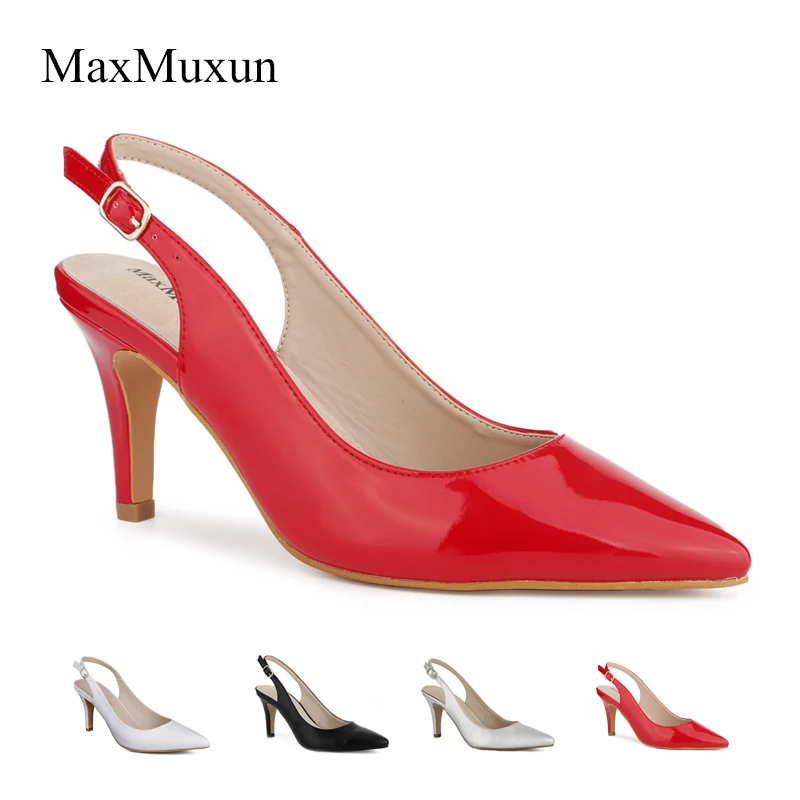 

Maxmuxun Women Shoes High Heel Pumps Black Silver Red Pointed Toe Sexy Dress Slingback Shoes Stiletto Sandals For Wedding Party