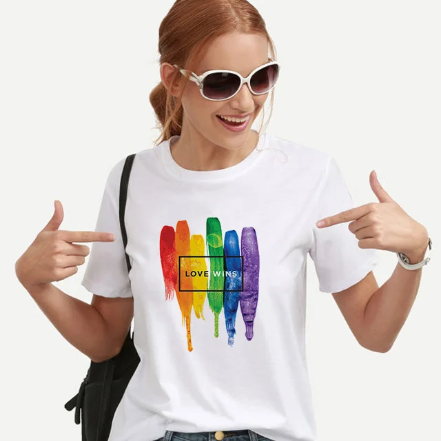 Женские футболки Rainbow Love Wins Женский Топ Is для лесбиянок Радужный футболка Kawaii Femme