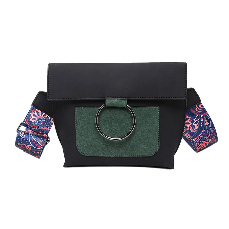 MYNOS Women Crossbody Bag Metal Ring Shoulder Suede Leather Messenger Patchwork Purse Bolsas Feminina SAC A MAIN Femme | Багаж и сумки