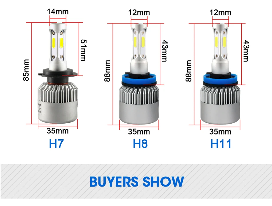 Hlxg 3-х сторон H7 LED HB3 9005 HB4 9006 36 Вт 12000lm фар автомобиля автомобилей спереди лампы 6500 К Освещение для Volkswagen Nissan