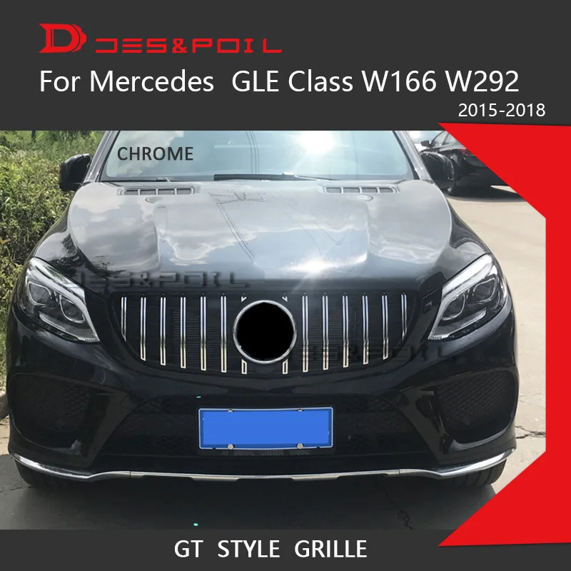 GT R решетка для Mercedes Benz GLE Class W166 W292 Coupe SUV Chrome Front Racing 2015 2018 GLE300 GLE320 GLE350 GLE63 AMG|Гоночные