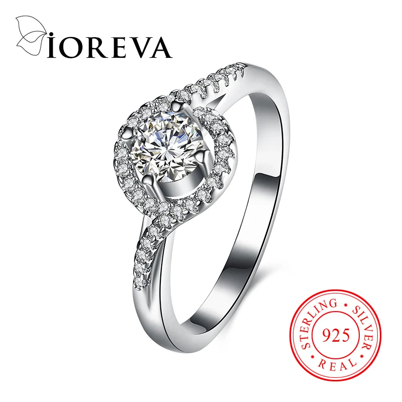 100% стерлингового серебра 925 циркон кольца ювелирные изделия обручальные для