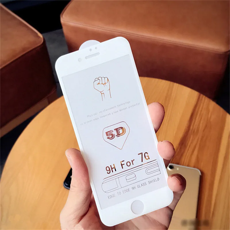 5D стекло для iPhone 7 закаленное Iphone Plus 6 6s 8 plus защитное полный экран белый черный
