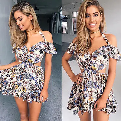 Женское облегающее платье с открытыми плечами ABC богемное мини-платье высокой