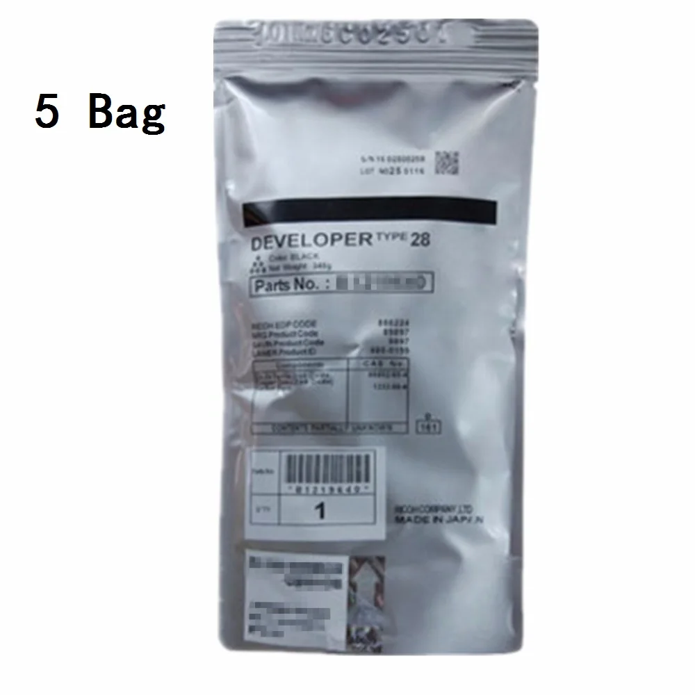 B1219640 B1219645 черный разработчик 345g для Ricoh AF 3025 3030 MP 1600 2000 2500 2510 2550 3010 3350 - Цвет: 5 Bag