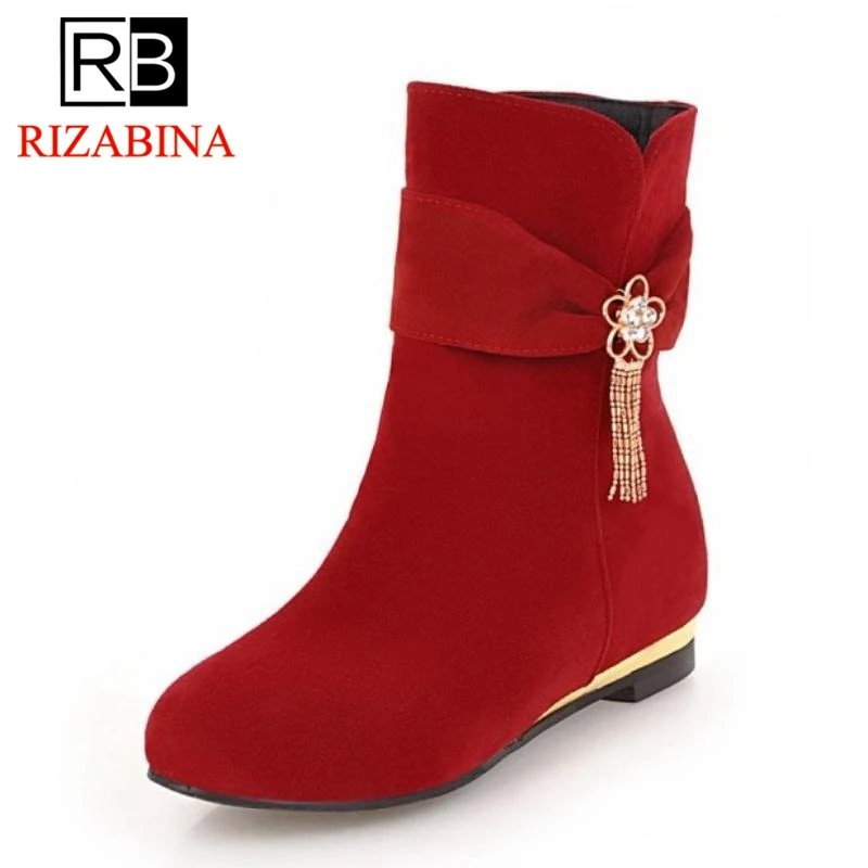 RizaBina/модные женские ботильоны теплая обувь с цветочным принтом и бантом зимние