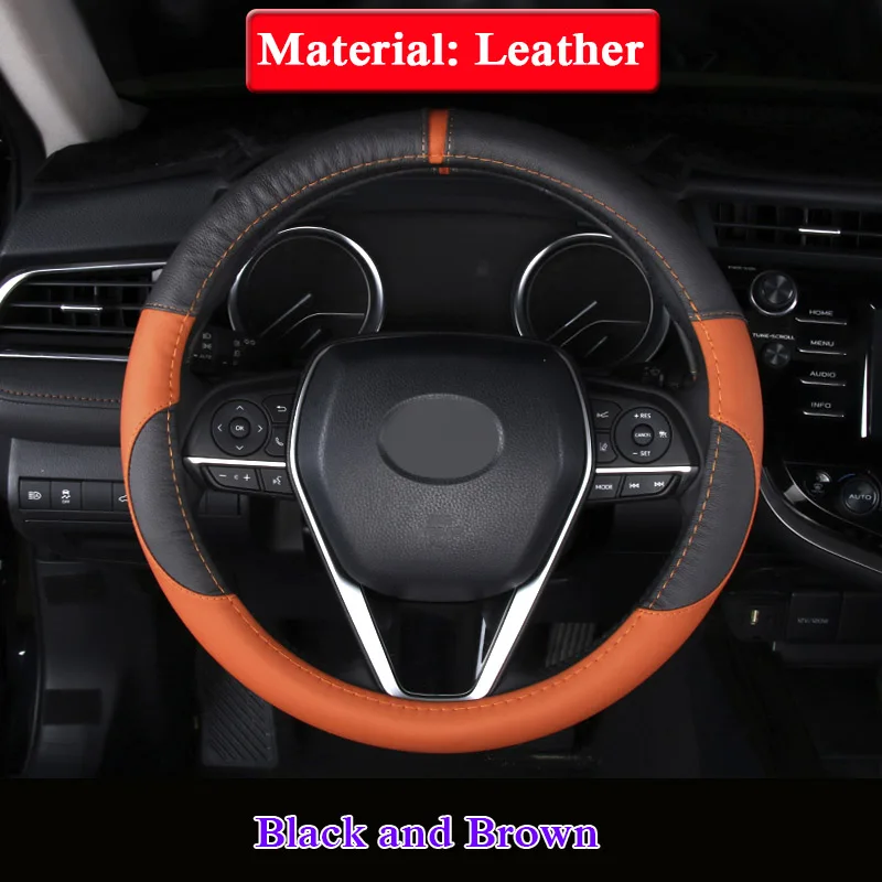 

QCBXYYXH Car Styling For Toyota 8th Camry 2018 PU Leather Car Steering-wheel Cover Auto Steering Wheel Covers Anti-Slip