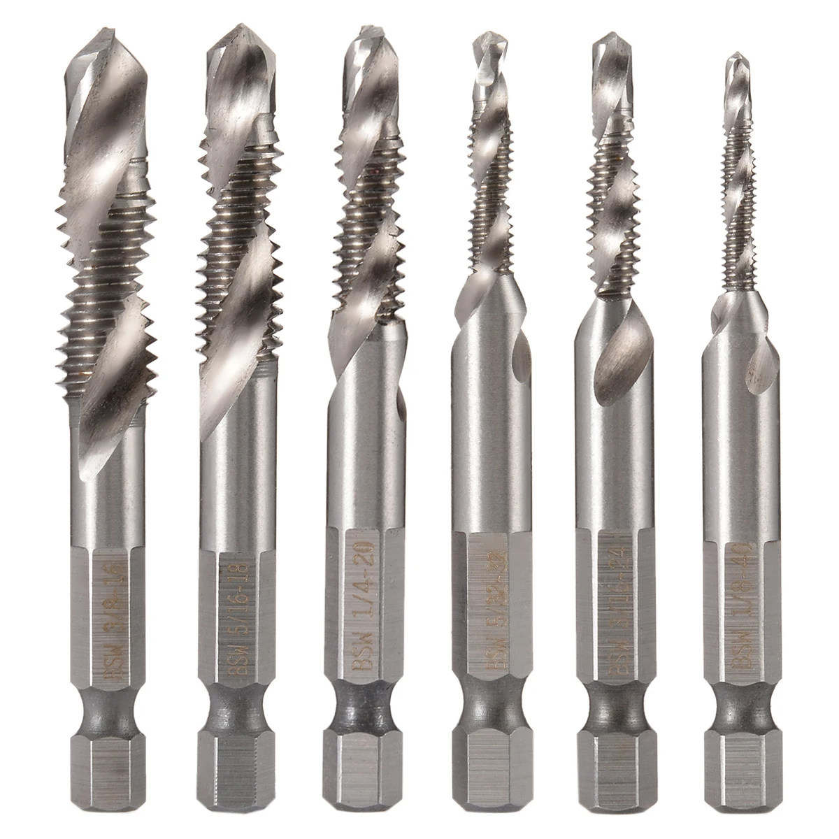 

6Pcs 1/4'' Shank Taps Drill Bits HSS Drill Bits Set Tapping Screw Thread Forming Twist Drill Bits For Fluted Cutting Machine