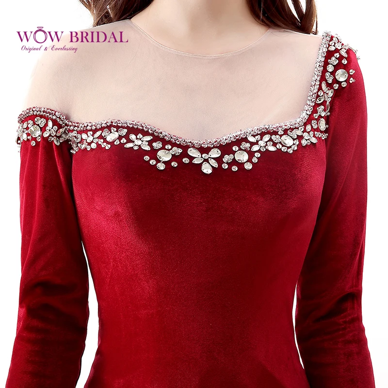 Элегантное бархатное вечернее платье Wowbridal 2021 прозрачное велюровое Русалка с