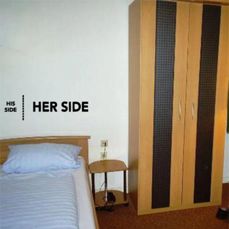 

Vinyl Her Side DIY Wall Stickers Living Room Bedroom Kids Room Home Decorative Waterproof Wallpapers JG1248