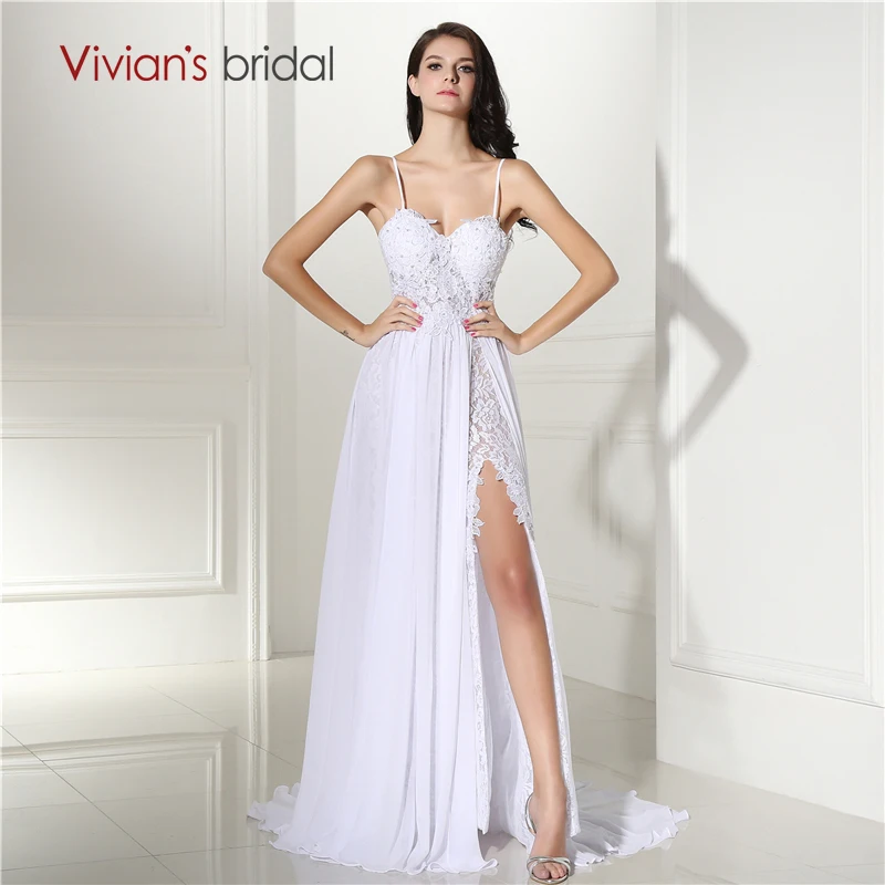 Vivian's Bridal 2017 летние кружевные свадебные платья Boho на тонких бретельках Милые