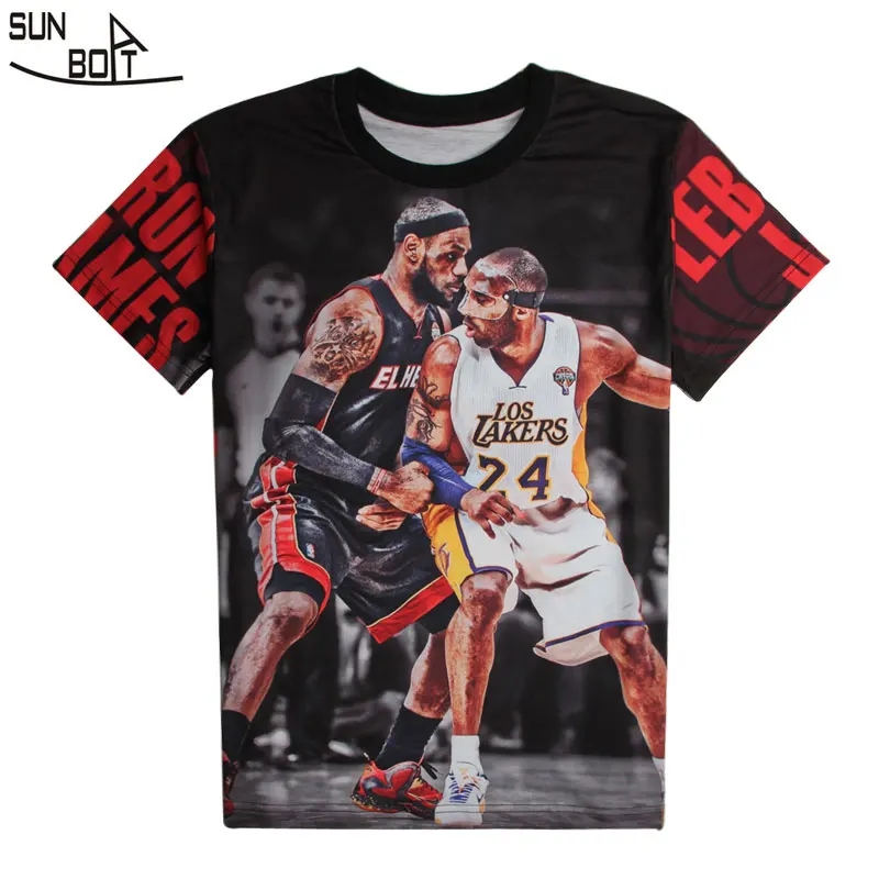 Новая звезда футболка модные топы и Футболки 3D James Kobe короткий рукав заказ Прямая