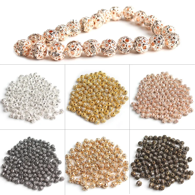 

50pcs/lot Metal Plated Crystal Rhinestone Ball 8mm Spacer Loose Beads For Jewelry Making Findings Diy Bracelet DIY
