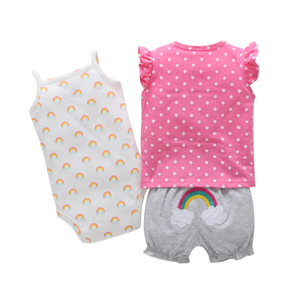 Bebes/мягкий летний Боди, комплект из 3 предметов, короткая футболка+ боди без рукавов+ шорты, летний комплект одежды для младенцев от 6 месяцев до 24 месяцев