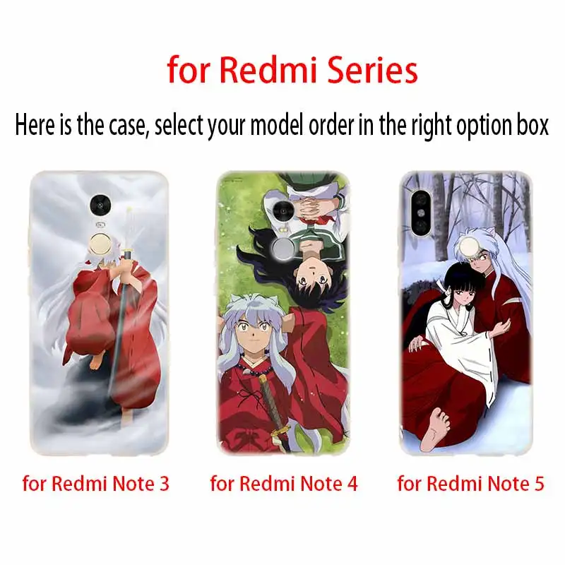 Силиконовый прозрачный мягкий чехол Inuyasha из ТПУ для Xiaomi Redmi Note 10 9 8 7 6 5 Pro Max 10S 9T 8T 9S