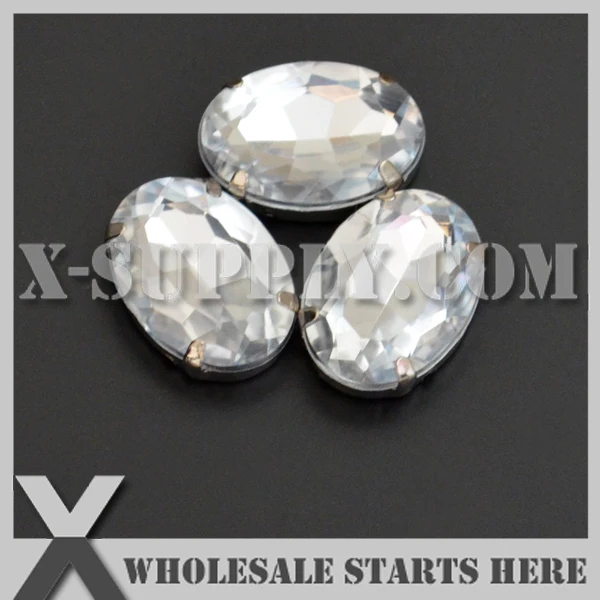 

13x18mm Mounted #2 Clear Oval Acrylic Rhinestone in Silver NICKEL Sew on Setting,Pointed Back,DHL Free Shipping