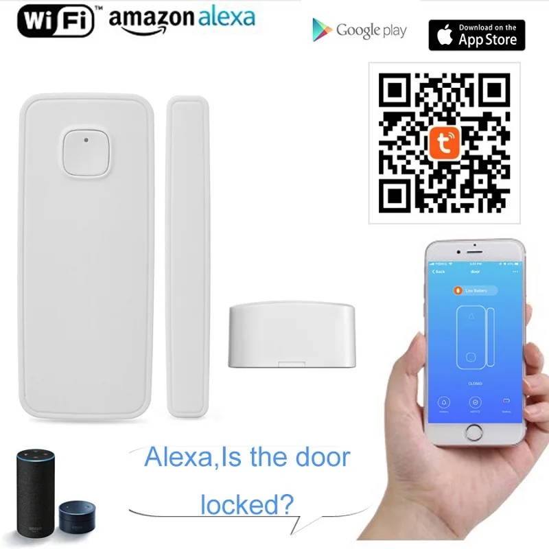 WiFi Door/Window Sensor Motion Detector APP Remote Control Voice Wireless Home Security WIFI Alarm System For GoogleHome | Электроника