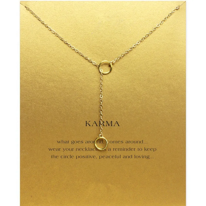 

Minimalist Double circle Necklace Women Pendant Clavicle Chain Statement Choker Necklaces KARMA Gift Card Valentine's Day