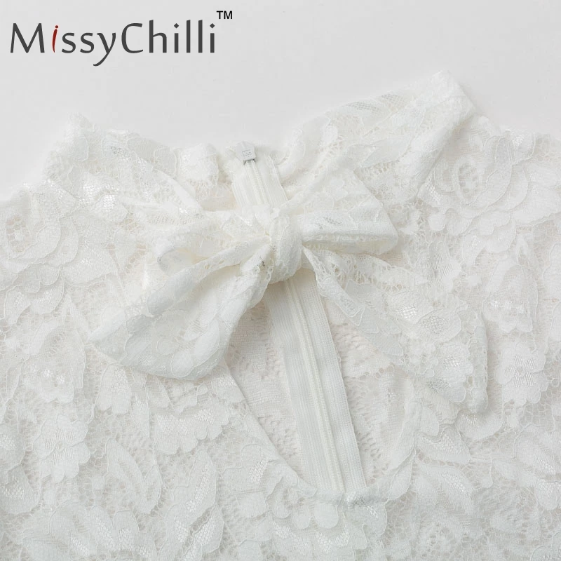 MissyChilli белый прозрачный сетчатый комбинезон с рюшами Женский Летний комбинезон с длинным рукавом-фонариком белая сексуальная одежда Комбинезоны