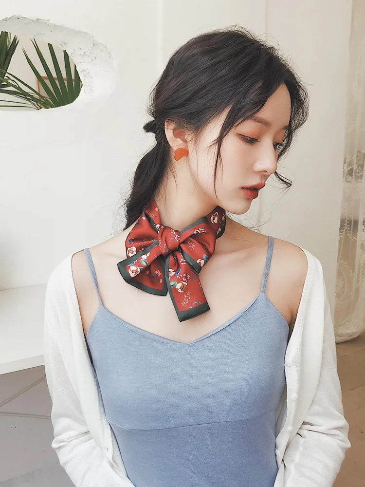 Двойная искусственная Винтажная сумочка шелковые ленты цветочные шарфы повязка