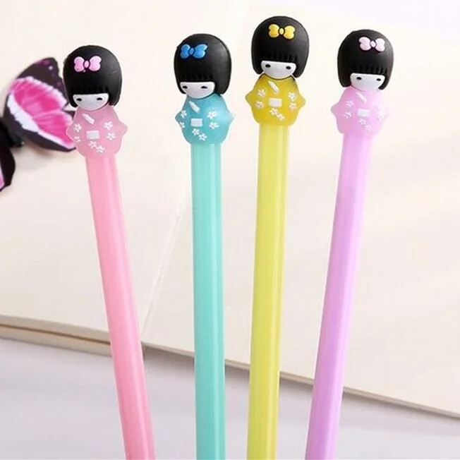 4 шт./лот Kawaii 3D японская кукла девочка гелевая ручка 0 5 мм черные чернила Новинка