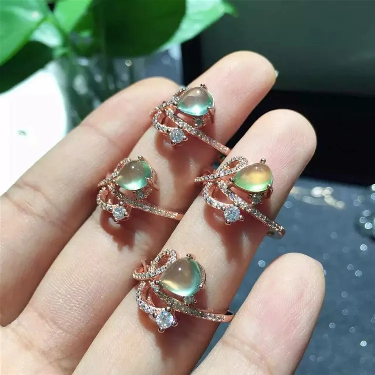 

KJJEAXCMY fine jewelry 925 Pure silver inlay natural grape stone west street female ring rose gold natural jewelry