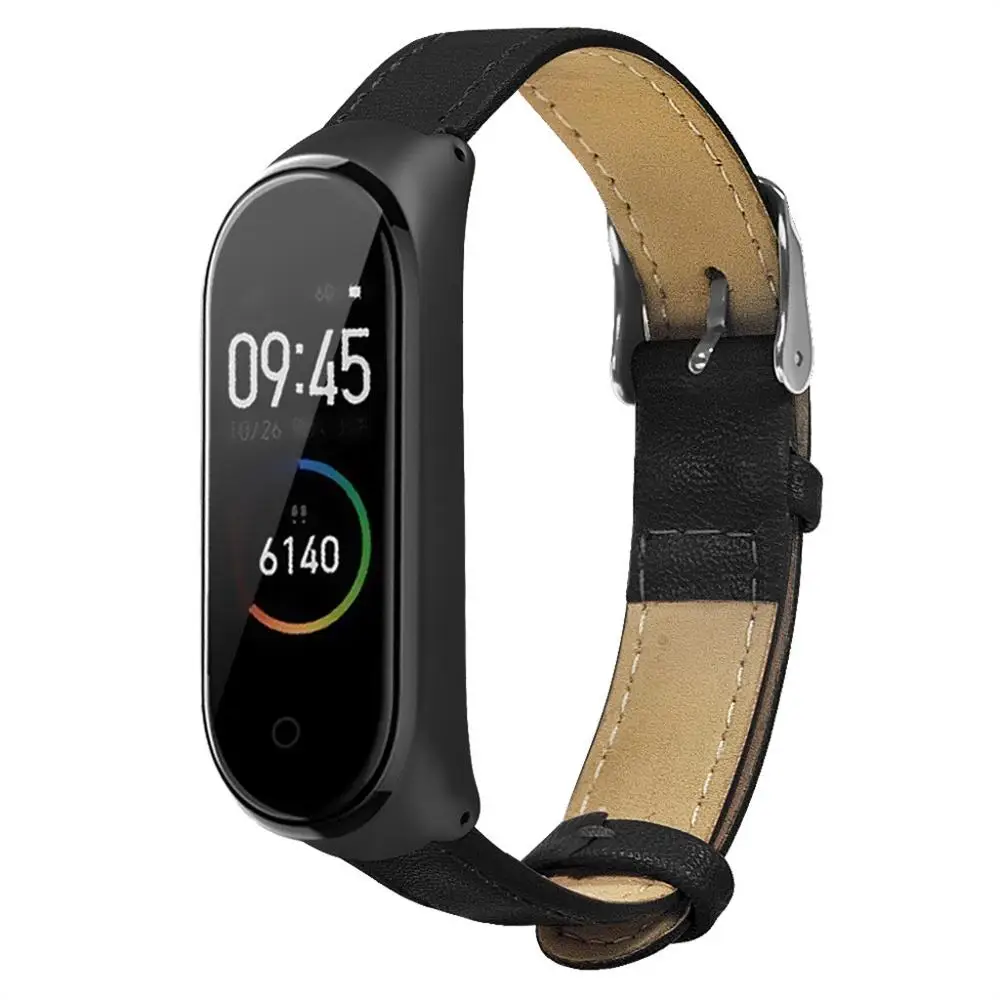 Деловой легкий кожаный ремешок для умных наручных часов Xiaomi Mi Band 4 со стильным