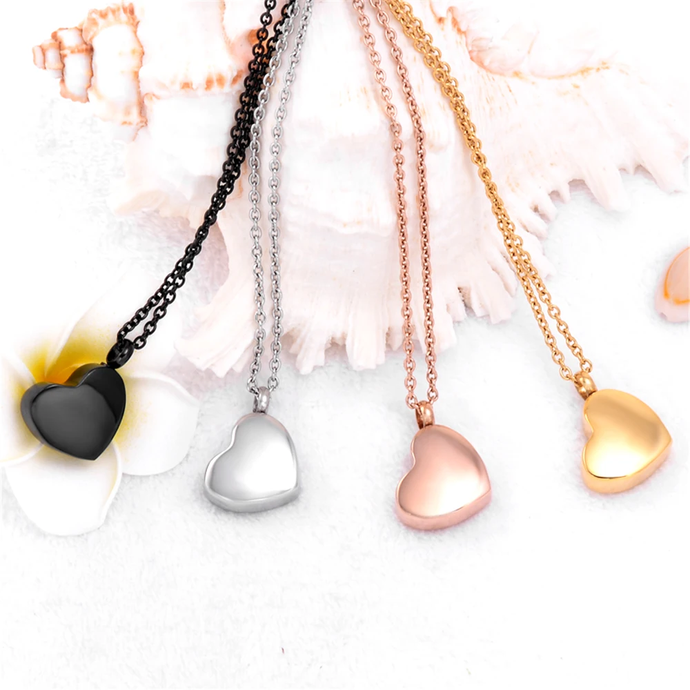 

Polished Shiny Heart Locket Pendant Memorial Jewelry for Ashes Holder Keepsake Stainless steel Cremation Necklace