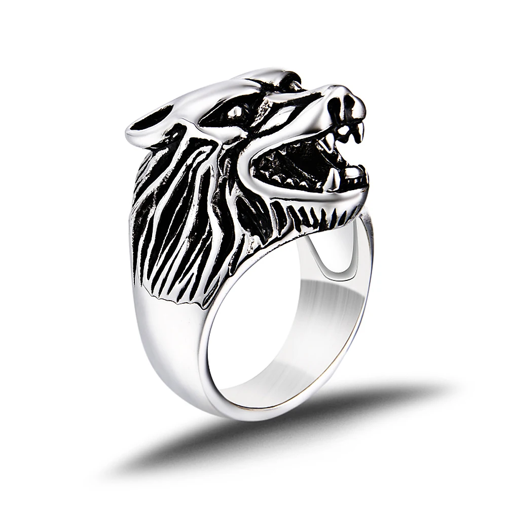 Мужское кольцо в стиле панк с волком из нержавеющей стали 316L|ring for|wolf ringrings for men |