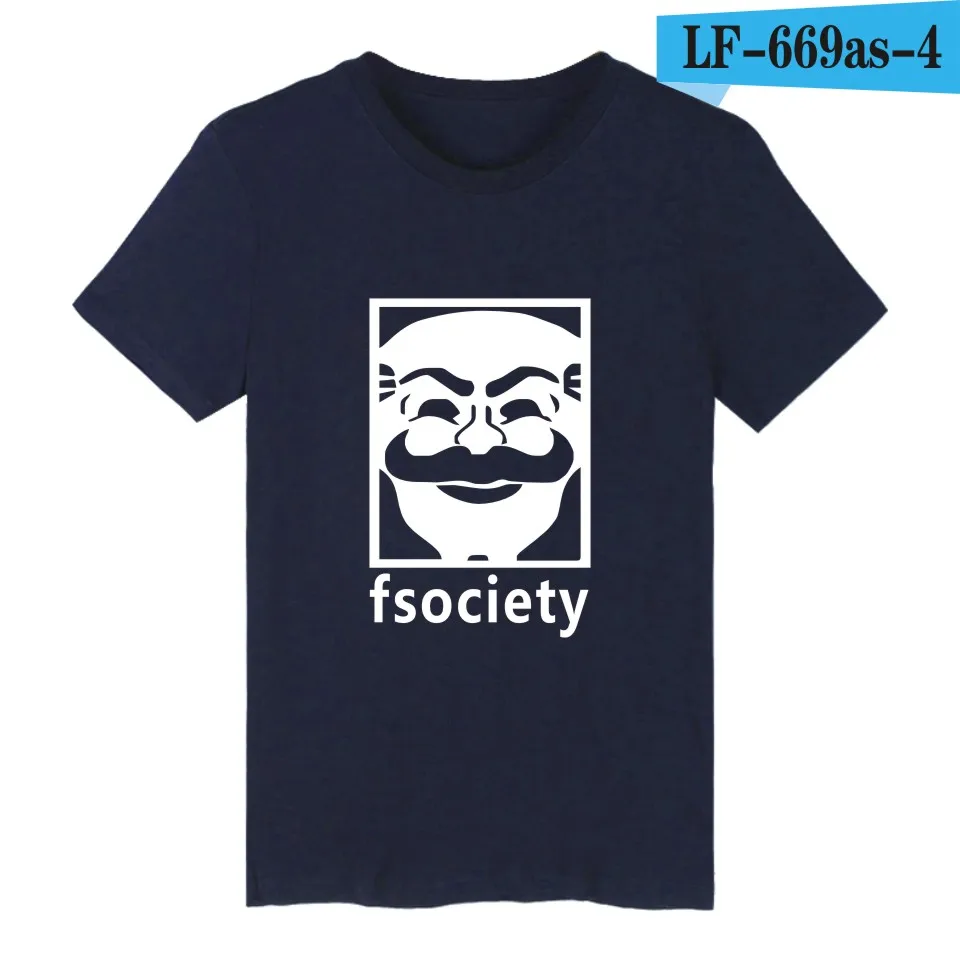 navy blue LUCKYFRIDAYF MR футболка с роботом летняя футболка MR Robot футболка с роботом Homme мужская футболка в стиле хип-хоп MR Robot футболка с надписью Fsociety одежда - Цвет: navy blue