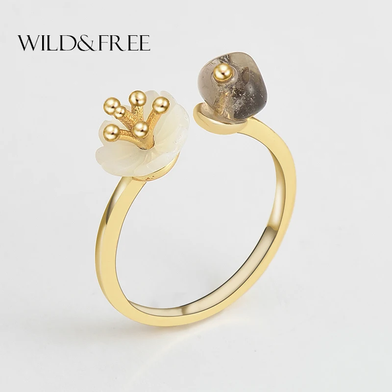 Женское кольцо с цветами Wild & Free открытые Регулируемые кольца из стерлингового