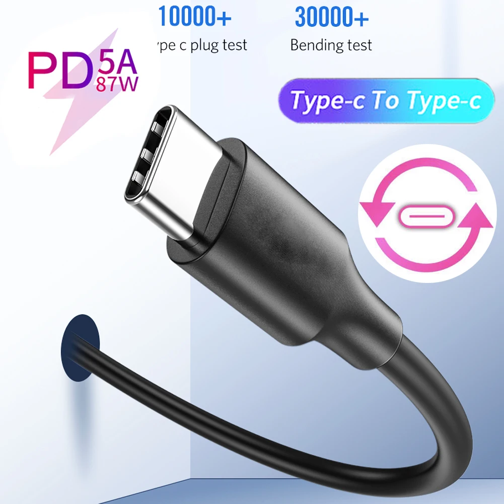 5 А USB C к Type кабель Мужской мужчине PD 100 Вт супер быстрый зарядный для передачи
