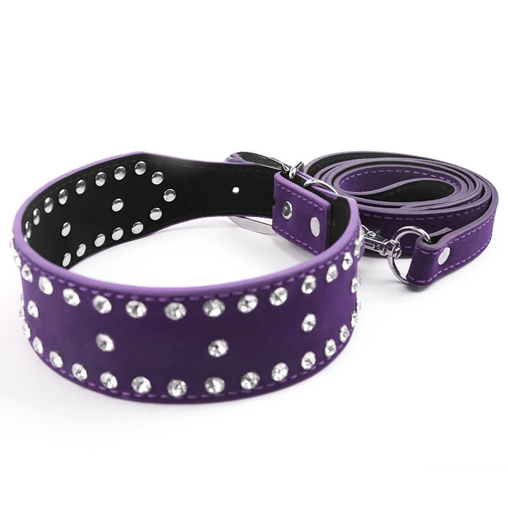 Регулируемый из искусственной кожи со стразами секс ошейник Связывание