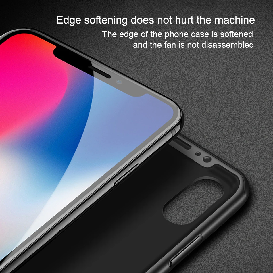 Proelio 360 Full Cover Phone Case For iPhone X 8 7 6 6s Plus PC Protective Cases With Glass |