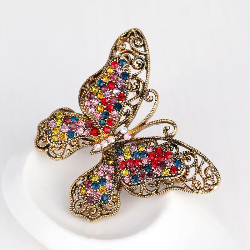 Tengmaxi Винтаж Дизайн Шинни Кристалл Rhinestone Бабочка Броши для женское платье Шарф
