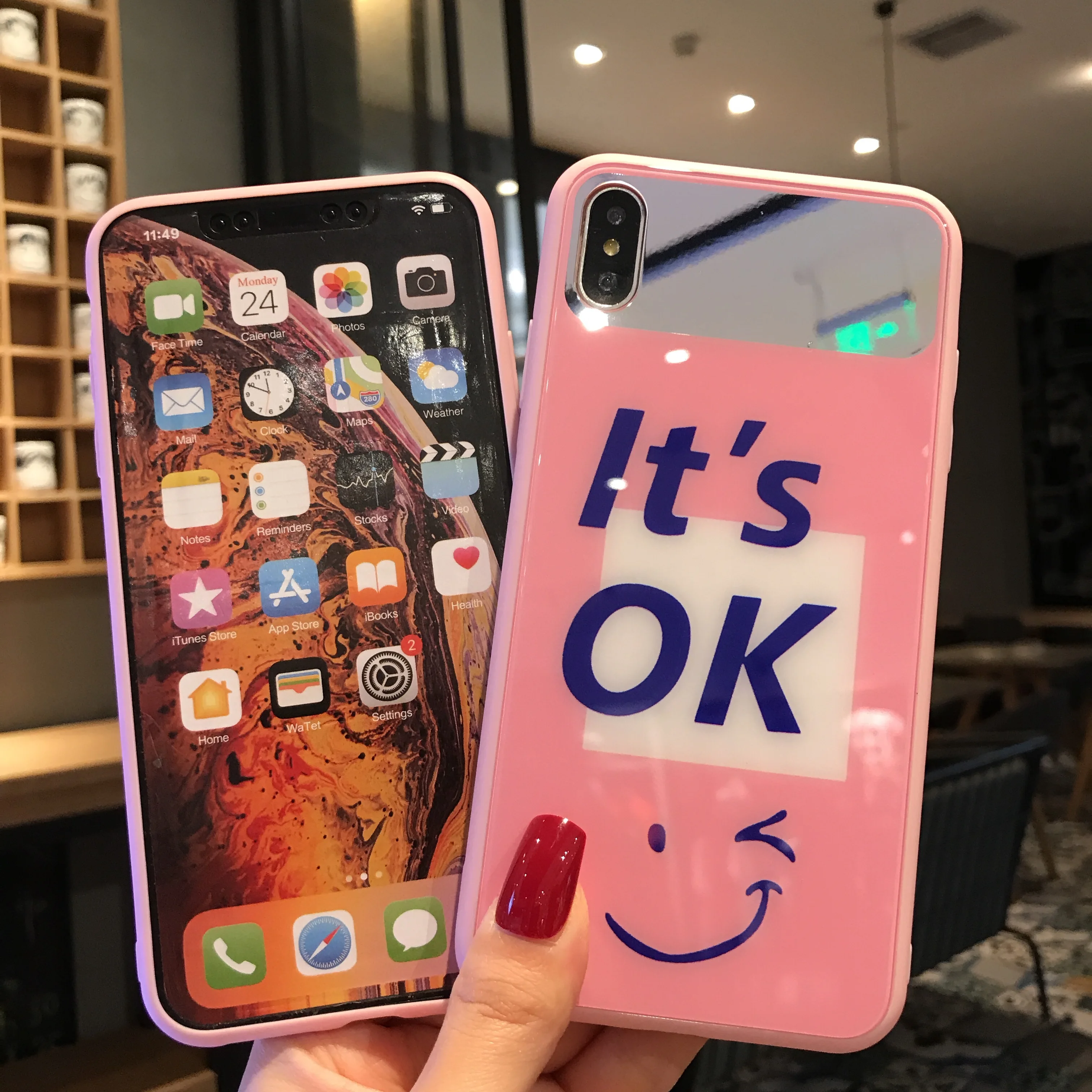 Роскошный зеркальный стеклянный чехол для телефона Iphone XS Max 6 S Capinha милый