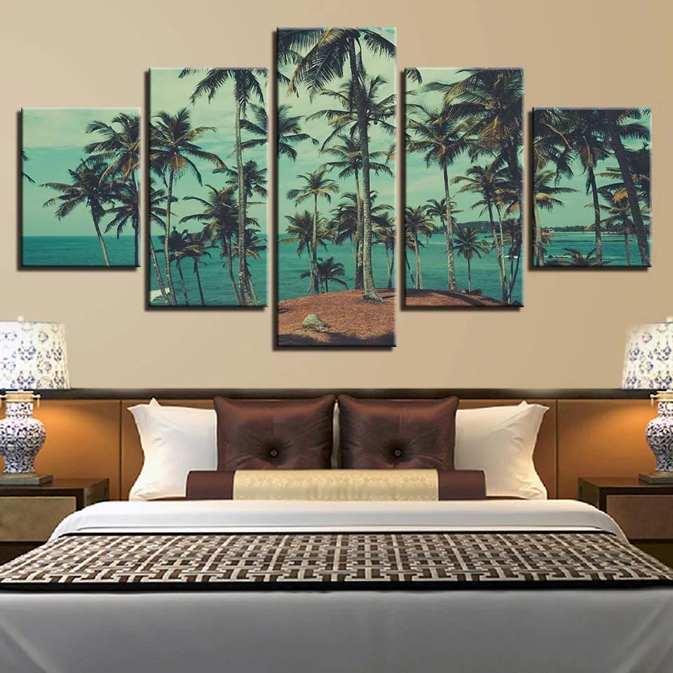 Фото Картина на холсте HD принты украшение для дома 5 шт. морская стена искусство дерево