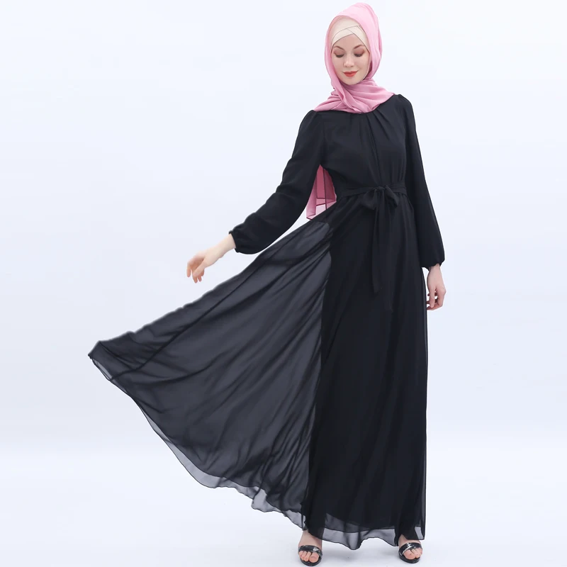 Шифоновые платья Abaya Дубай пакистанский хиджаб мусульманское платье Женский
