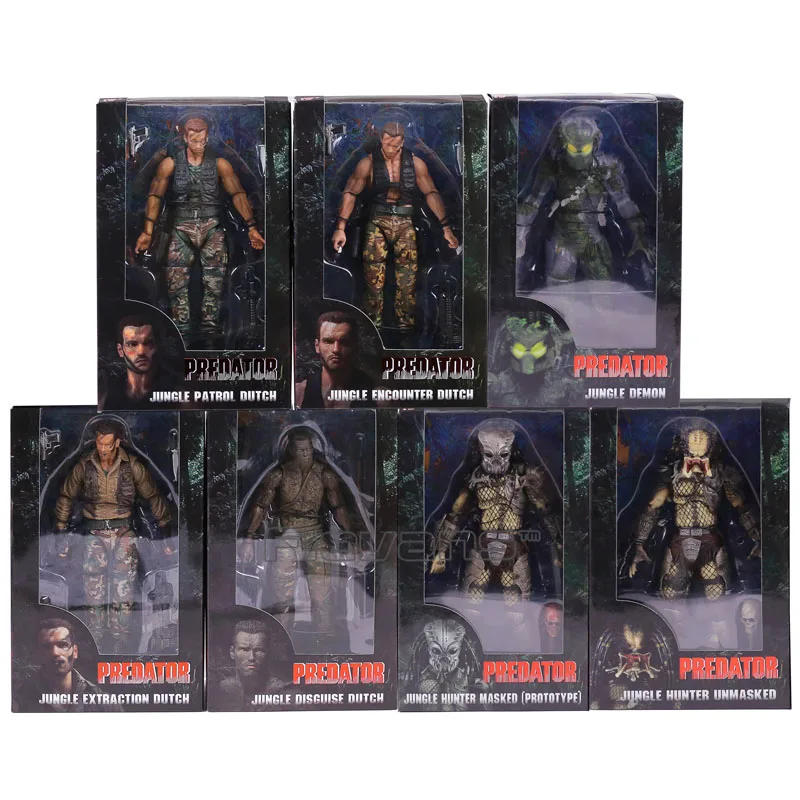 

NECA PREDATOR 30th Anniversary Jungle Patrol Encounter Extraction Disguise Dutch Jungle Hunter Unmasked Demon Action Figure