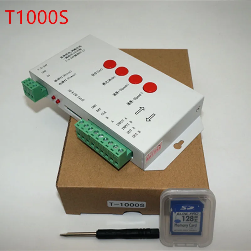 T1000S SD карты WS2801 WS2811 WS2812B LPD6803 светодиодный 2048 Пиксели контроллер DC5~ 24V T-1000S RGB пульт дистанционного управления