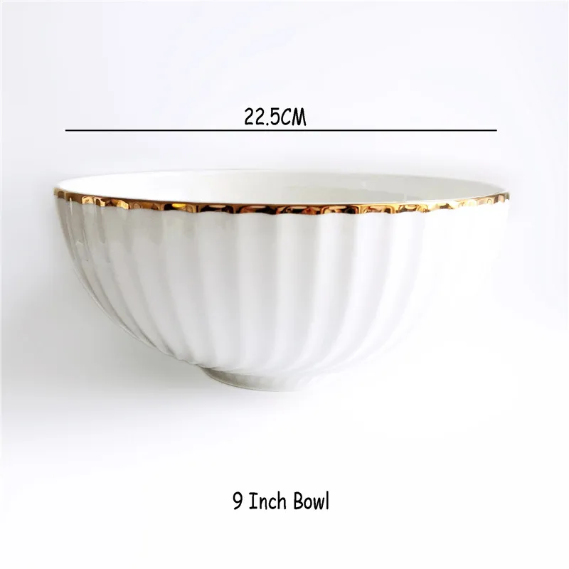 9 bowl Костяного фарфора золотой край столовая посуда набор Белый вращающиеся рельефы изображают столовый прибор под позолоту ужин Суповая тарелка чаша и блюдце 1 шт - Цвет: 9 bowl