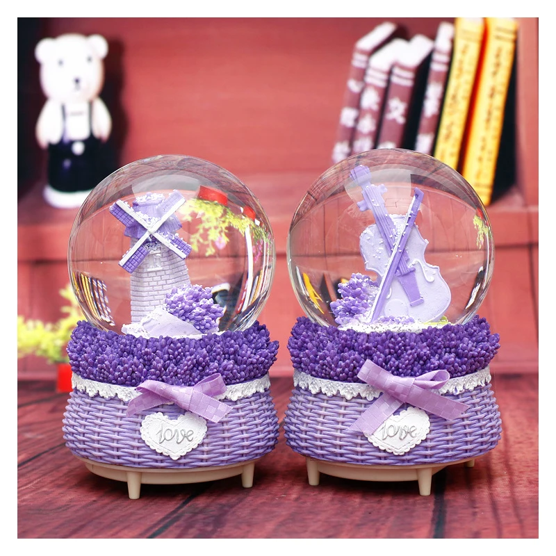 Креативная фиолетовая ветряная мельница музыкальная шкатулка в виде