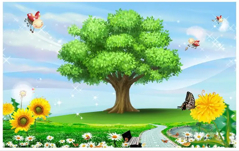 

3d photo wallpaper custom 3d wall murals wallpaper Cartoon tree scene children room background wall 3d living room wallpaper