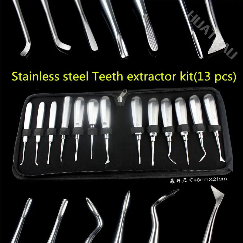 1 kit medical Stainless Steel Dental Elevator Teeth Curved Root Hexagon Handle Dentist Surgical Instrument Tool Tooth extraction